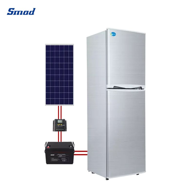 Smad Solar Powered Double Door Refrigerator with directly battery powered
