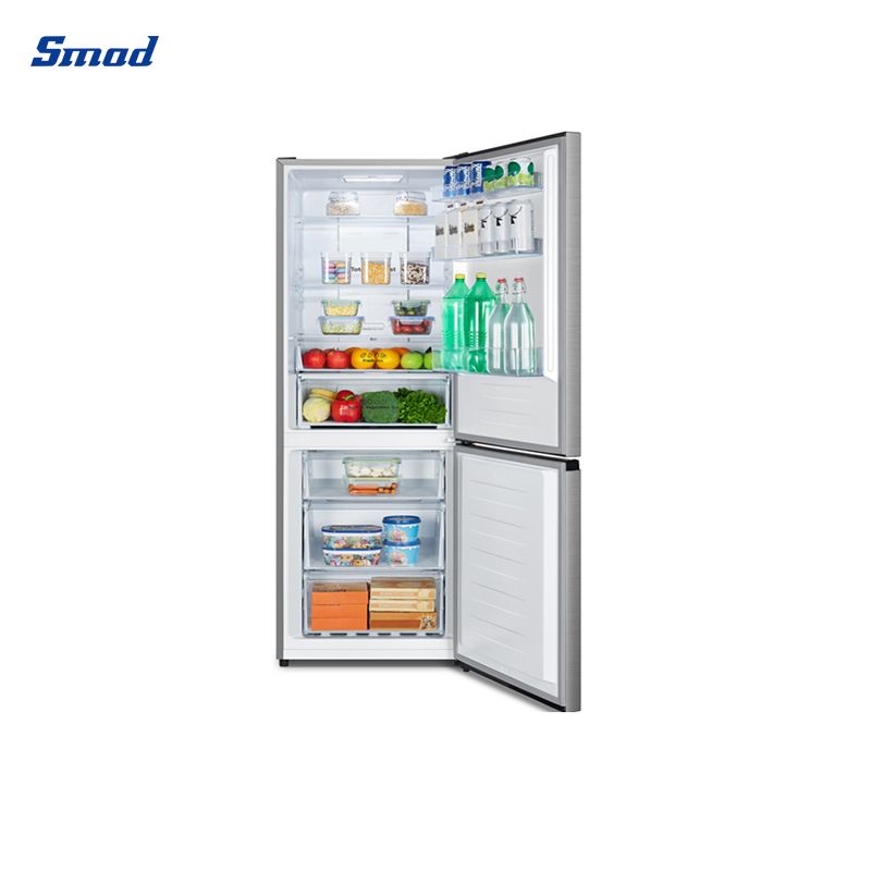 
Smad 2 Door Stainless Steel Refrigerator with Moisture Fresh Crisper