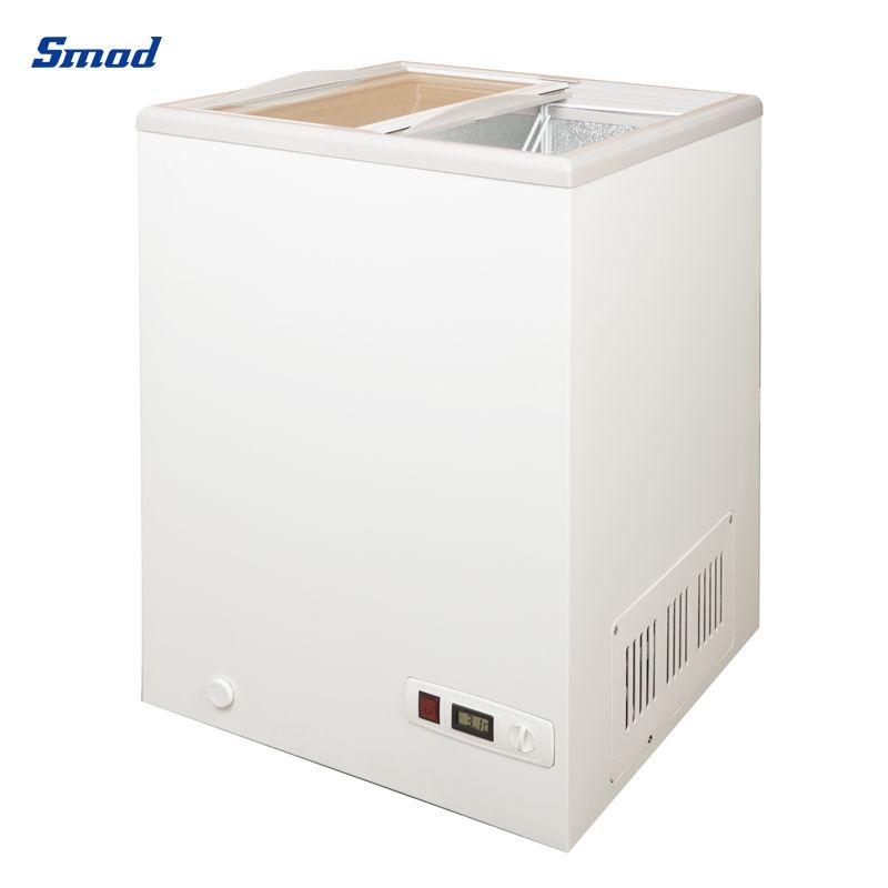 Smad 100L flat glass top chest type ice cream showcase freezer