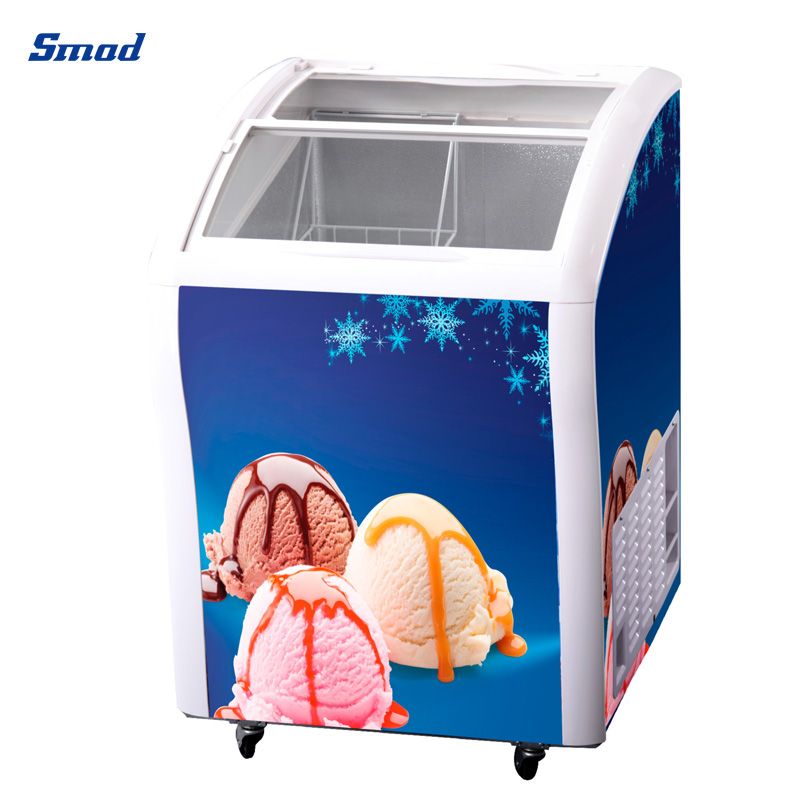 Glass Door Mini Freezer for Ice Cream and Food