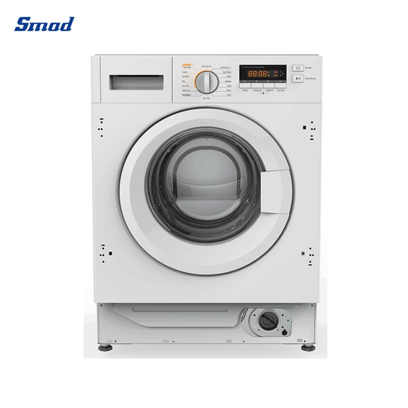 Smad  built-in washer and dryer has 16 programs and red LED display with stainless steel drum.