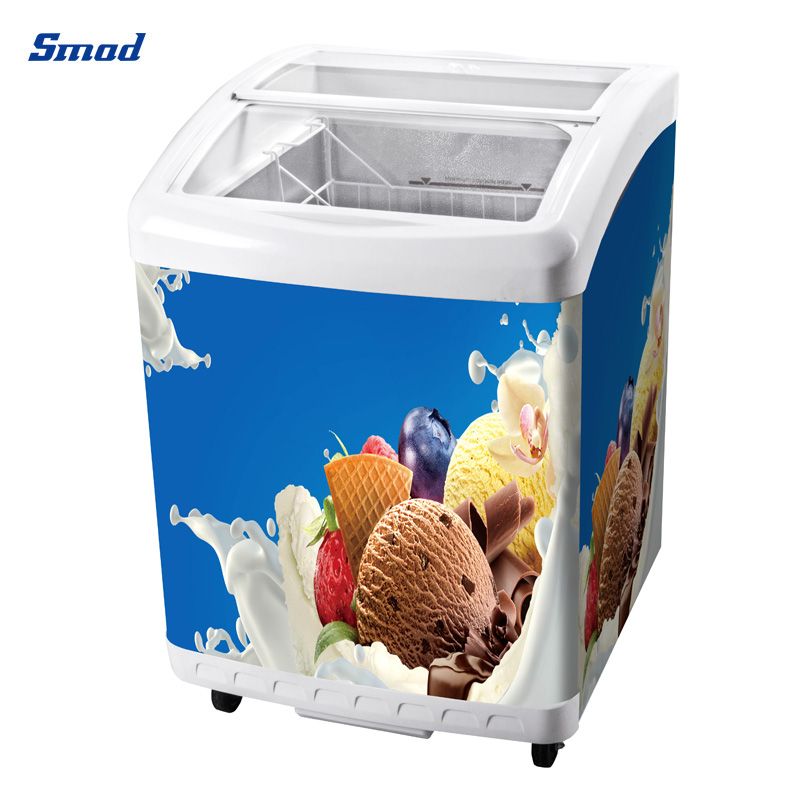 Smad Glass Door Ice Cream Chest Freezer with Multi stage mechanical thermostat