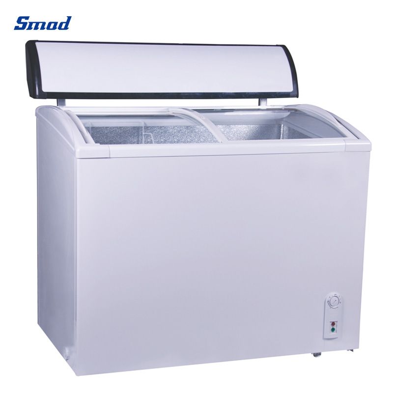 
Smad 226L Curved Glass Door Ice Cream Showcase Freezer with Environmentally friendly refrigerant gas