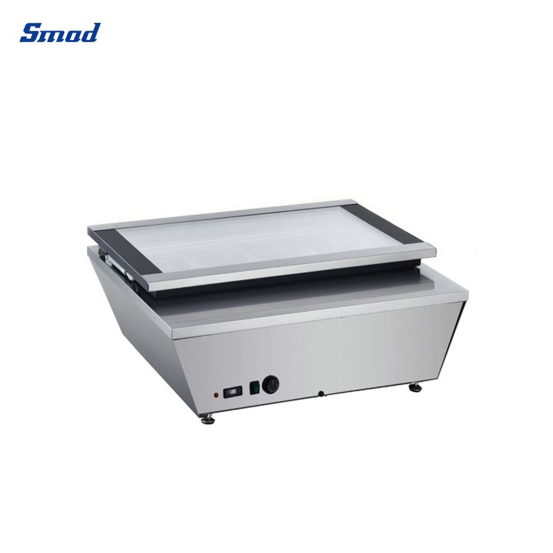 
Smad 77L Double Tempered Glass Folding Cover Hot Food Display Case with Adjustable feet