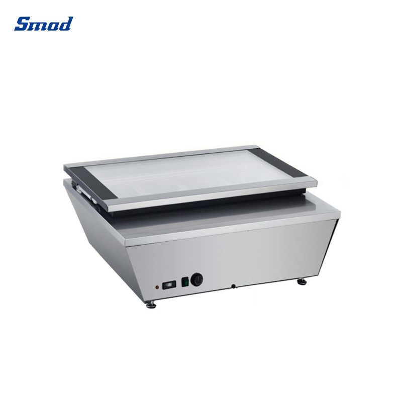 
Smad 77L Double Tempered Glass Folding Cover Hot Food Display Case with Adjustable feet