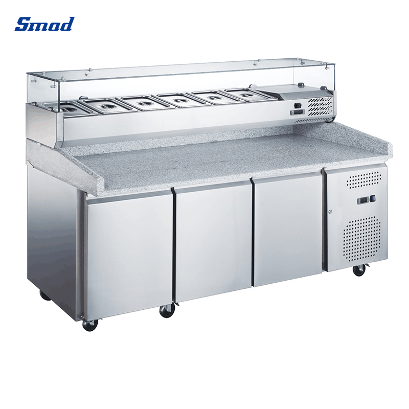 Smad 580L 3 Door Pizza Salad Counter with Digital temperature controller