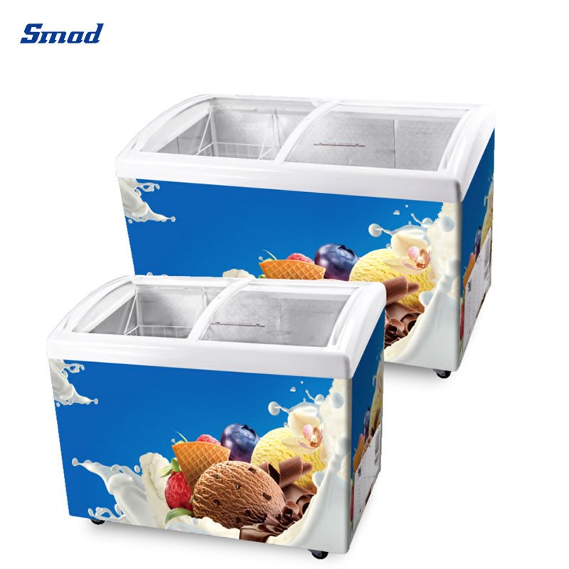 
Smad 396L Curved Glass Door Ice Cream Display Freezer with inner LED light