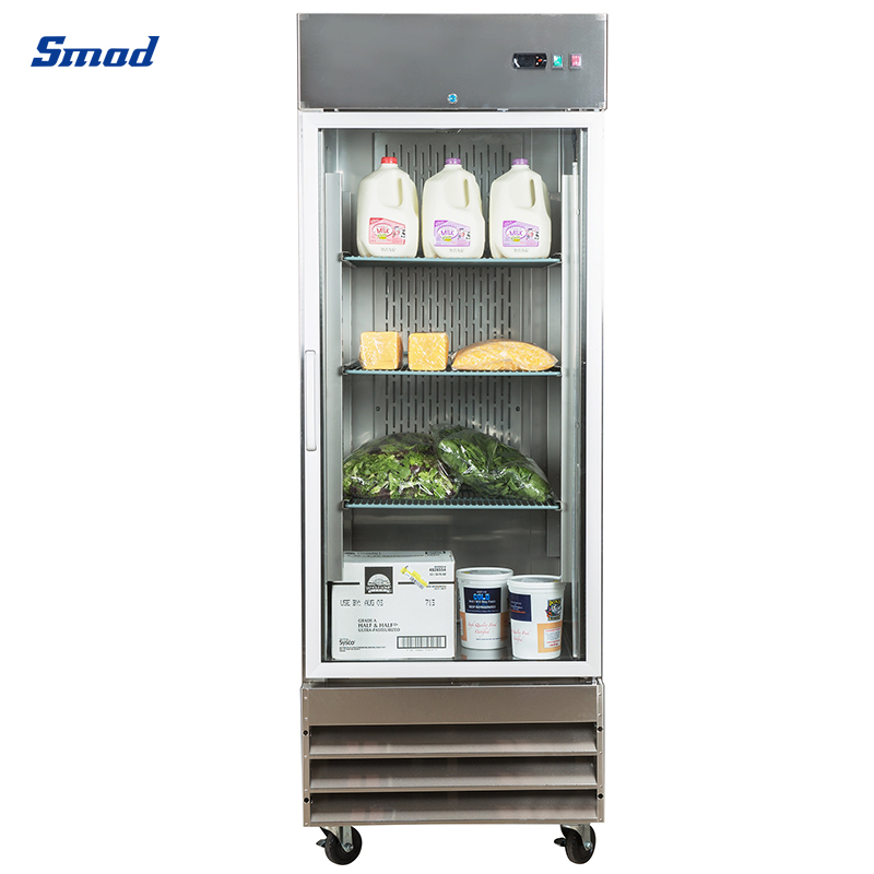 
Smad 23 Cu. Ft. Single Glass Door Stainless Steel Reach-in Refrigerator with Self-closing Door