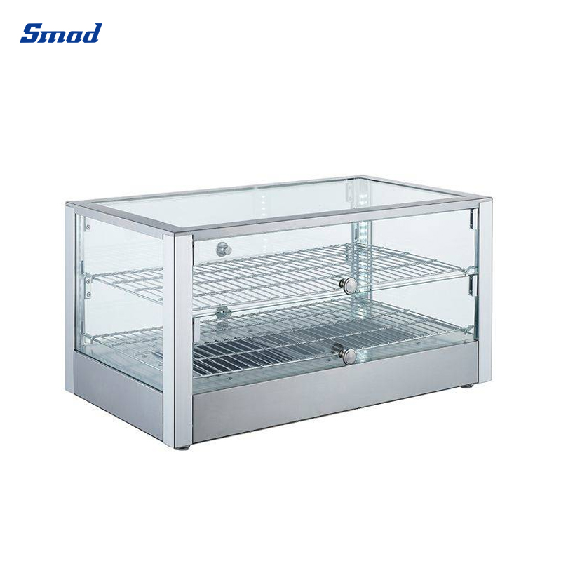 Smad 50L hot food display warmer with 2 front and back hinge doors