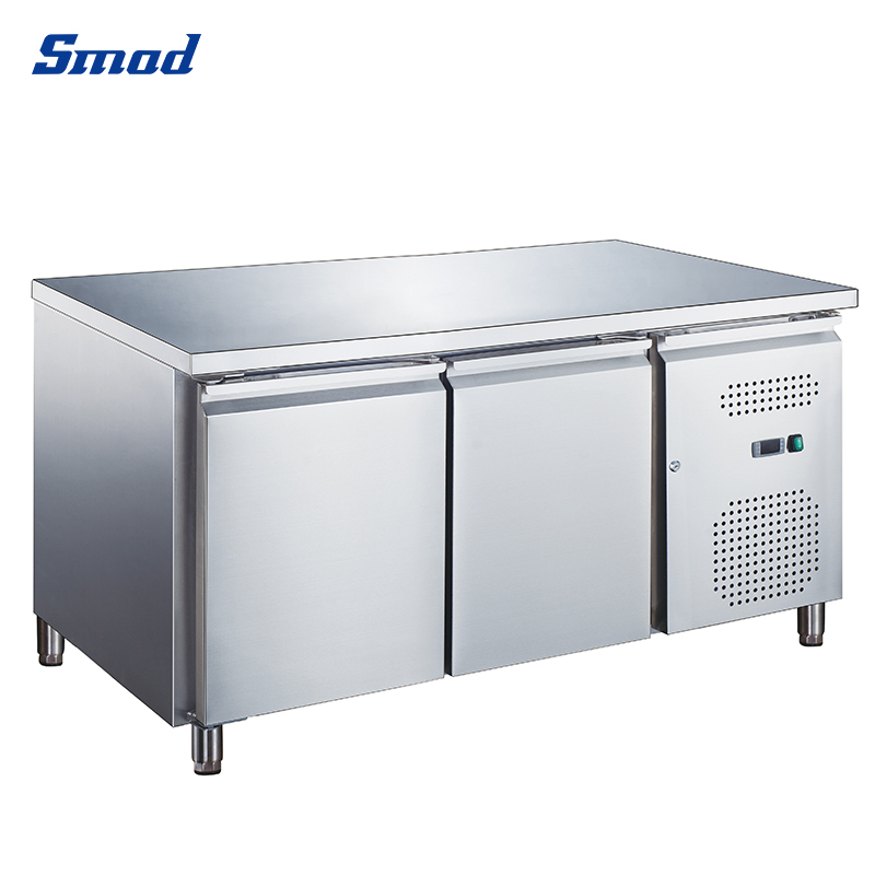 Smad 2 Door Stainless Steel Undercounter Fridge with Digital temperature controller