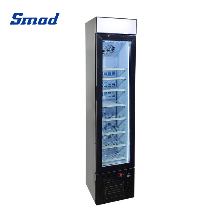 Smad 105L Single Glass Door Upright Ice Cream Display Freezer with AD Sticker Printing