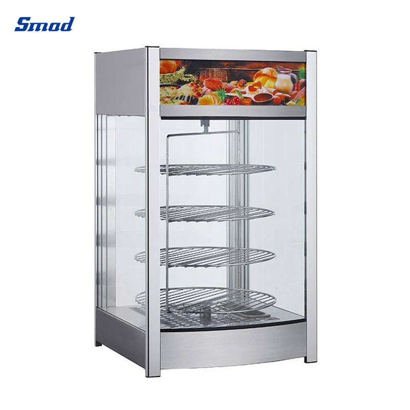 
Smad 97L Rotating 4-Tier Pizza Display Warmer with Front top light