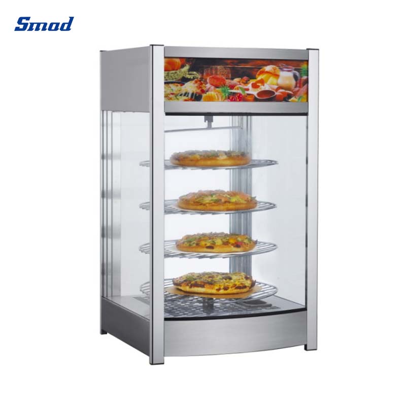 Smad 97L Rotating 4-Tier Pizza Display Warmer with Adjustable temperature controller