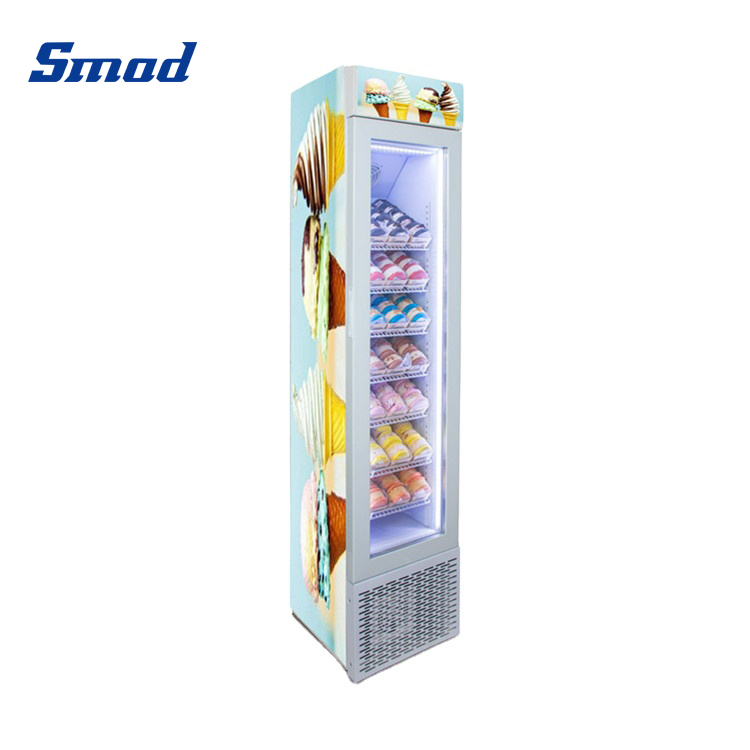 
Smad 105L Single Glass Door Upright Ice Cream Display Freezer with Inner LED Light