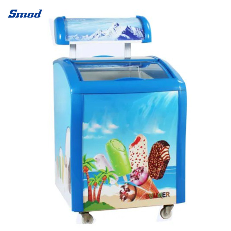 
Smad 158L Small Curved Glass Door Chest Ice Cream Freezer with Environmentally friendly refrigerant 
