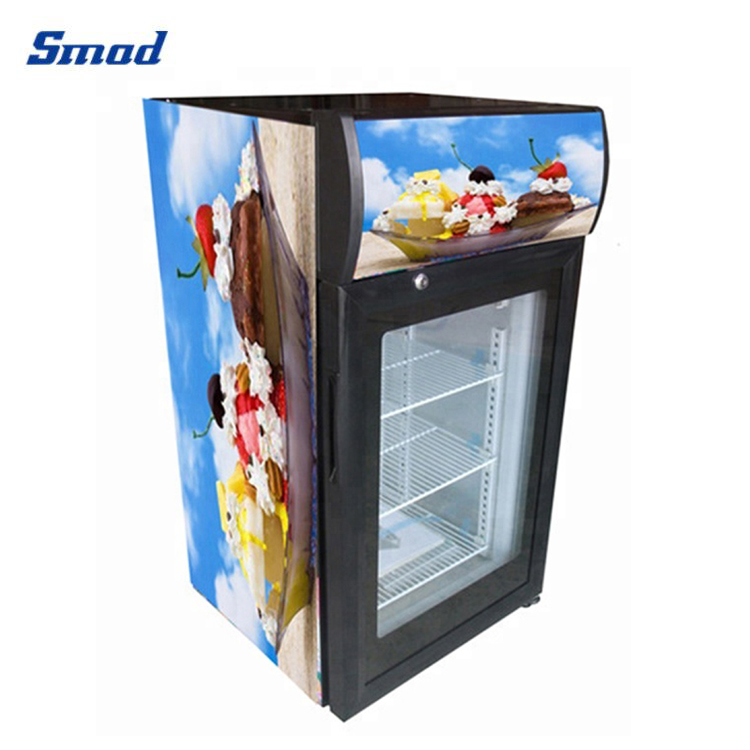 Glass Door Mini Freezer for Ice Cream and Food