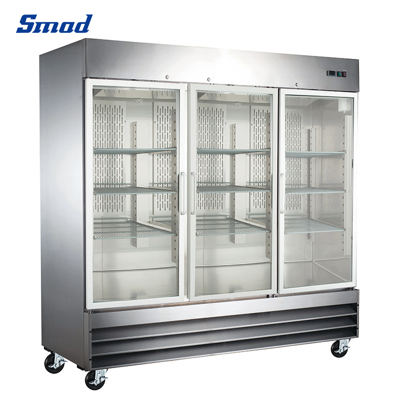 Smad 2040L Big Capacity 3 Glass Door Commercial Refrigerator for Kitchen with Inverter compressor