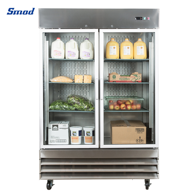Smad 2 Glass Door Commercial Restaurant Refrigerator with Inverter compressor