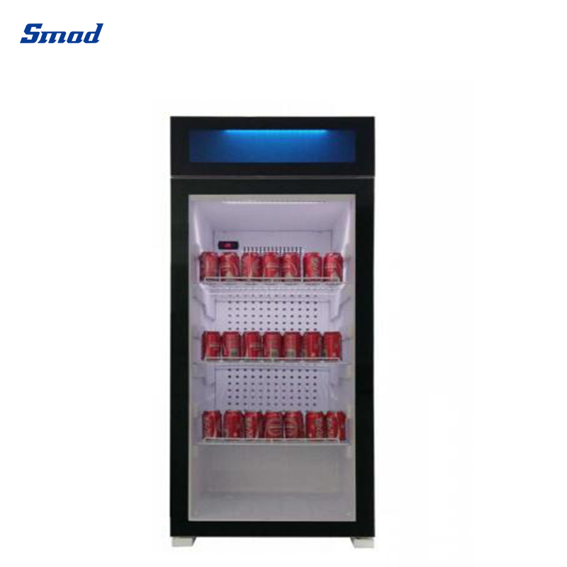 Smad Glass Door Tall Cool Drinks Fridge with Optional top light box