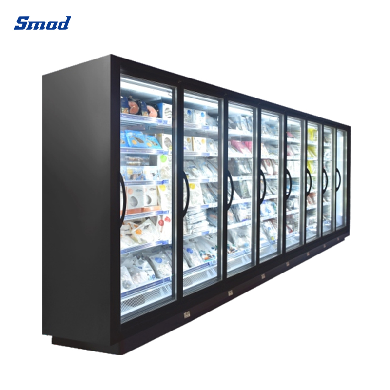 Smad remote glass door multideck refrigerated showcase with Natural Defrosting