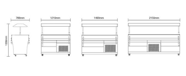 
Smad 150mm Deep Wood Finish Refrigerated Buffet Display Case with several models for option