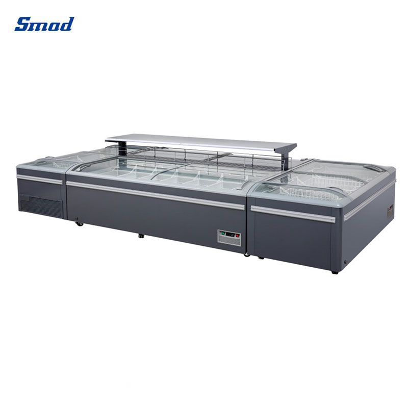 Smad supermarket refrigerator has the largest tempered glass door and  inside condenser.