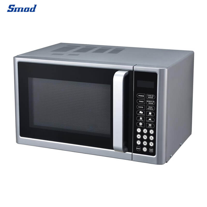 Smad Small Microwave Oven 0.7 Cu.Ft, Mini Microwave Oven with 9.6''  Removable Turntable, 6 Auto Preset Menus, Child Lock, Easy Clean Interior,  Black