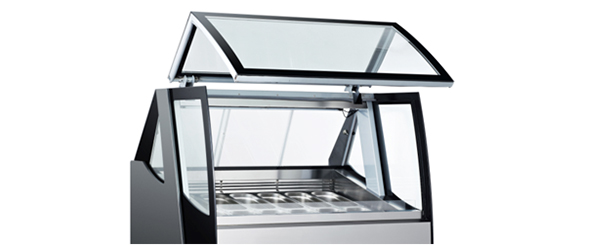 
Smad 480L Freestanding Gelato/Ice Cream Display Freezer with Openable front glass door