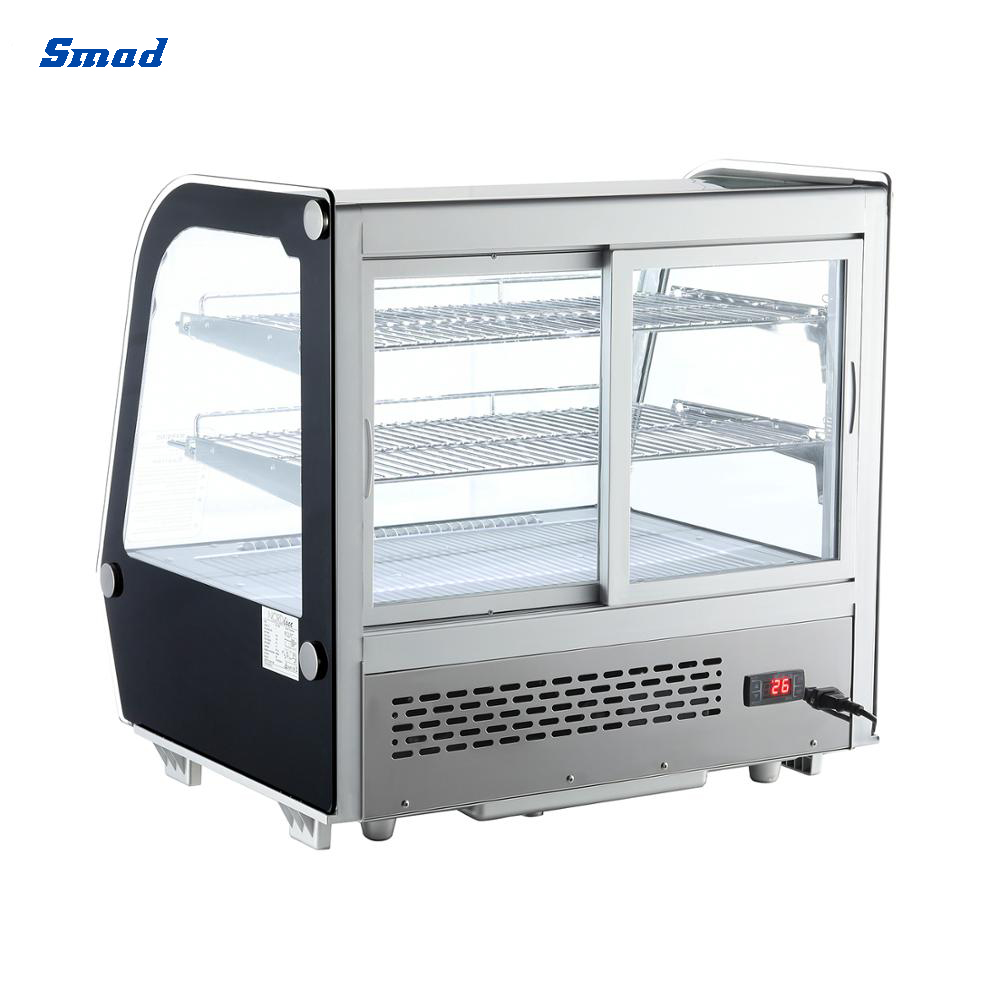  
Smad 120L Front Curved Glass Countertop Refrigerated Cake Showcase with Double glass