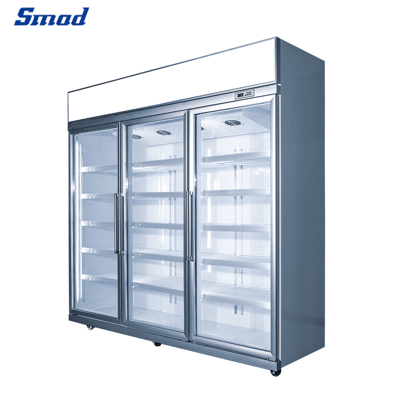 
Smad 3 Glass Door Top Mount Upright Display Fridge with Wired Compressor