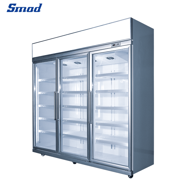 
Smad 3 Glass Door Top Mount Upright Display Fridge with Wired Compressor