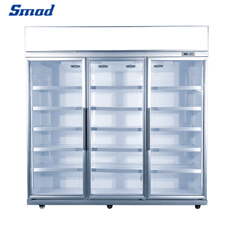 Smad 3 Glass Door Top Mount Upright Display Fridge with Self Evaporation