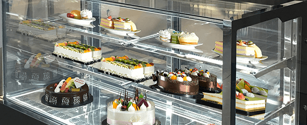 Smad 360L/490L Double Layer Glass Door Cake Showcase with Tempered glass body
