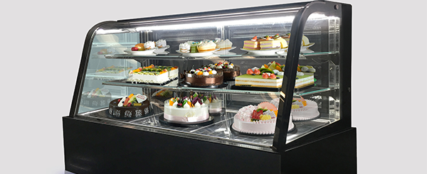 Smad 230L/290L 2 Layers Front Curved Glass Cake Showcase with Tempered glass body