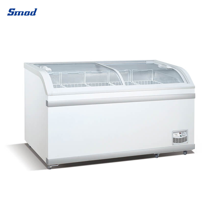 Smad 500L glass door display island freezer with Inside condenser