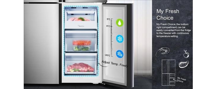 
Smad 15.3 Cu. Ft. side by side 4 door refrigerator with 3 independent cooling zones