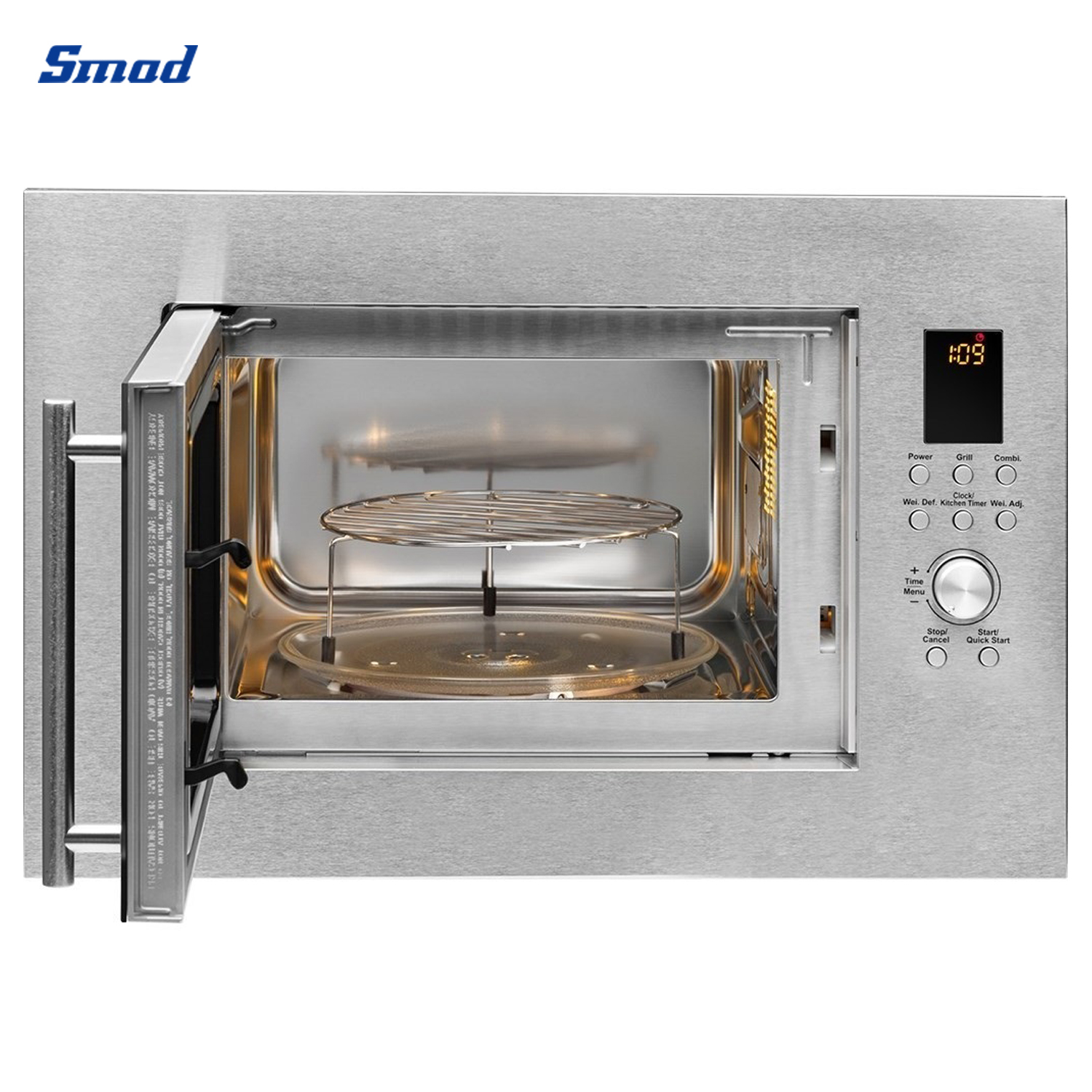 Smad 23L 900W Stainless Steel Built-In Microwave with Turntable