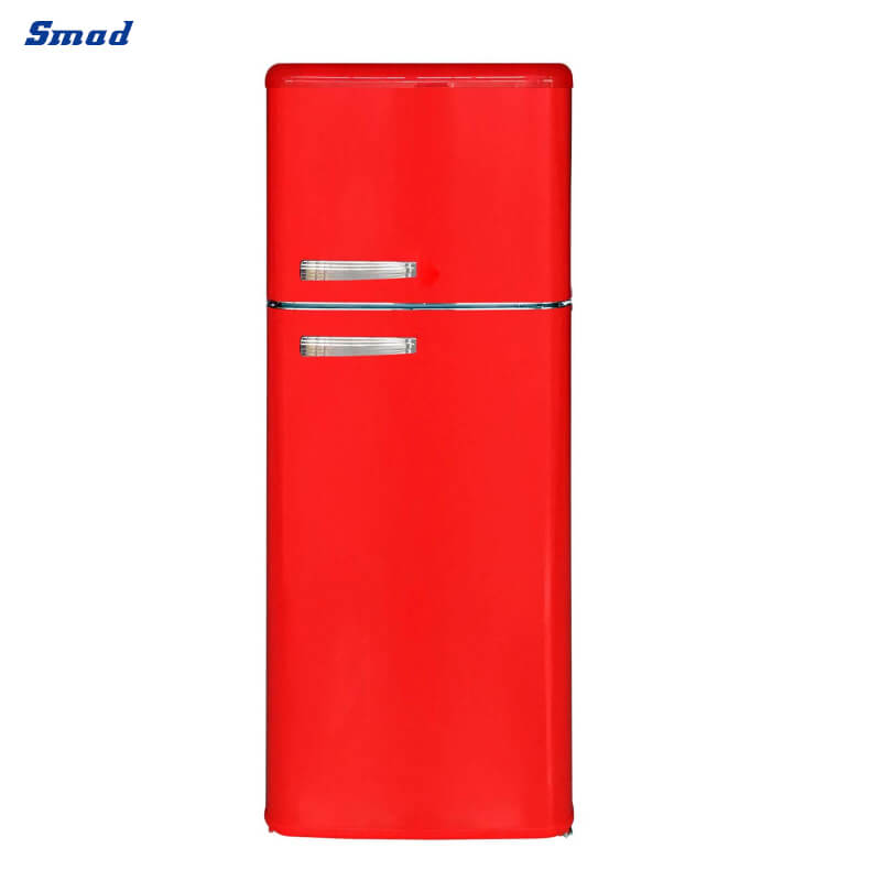 Smad 218L Retro Style Top Freezer Double Door Refrigerator with Door balcony