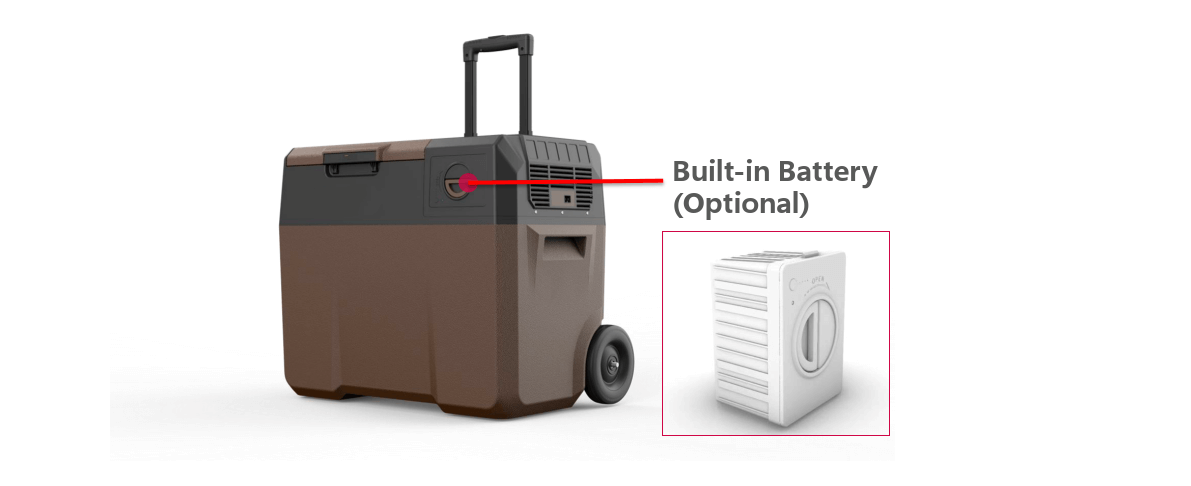 Smad 1.8 Cu. Ft. DC 12/24V Compressor Portable Cooler Box with Optional Built-in Battery