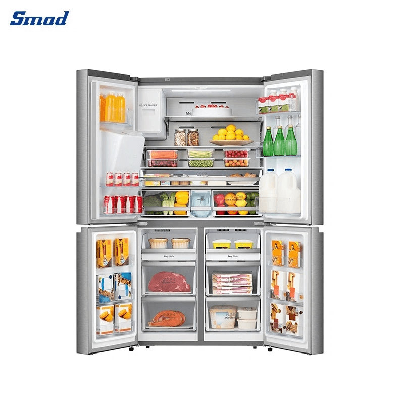 
Smad 20 Cu. Ft. Black Counter Depth 4 Door Refrigerator with Metal Cooling