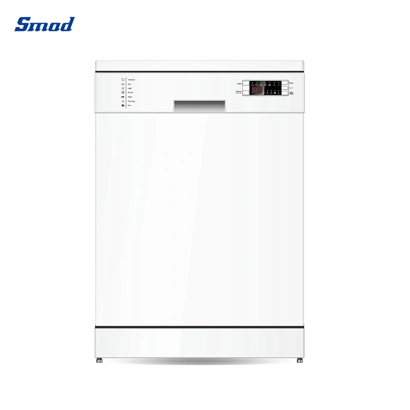 
Smad White Stainless Steel Freestanding Dishwasher with Front Electronic Control Panel