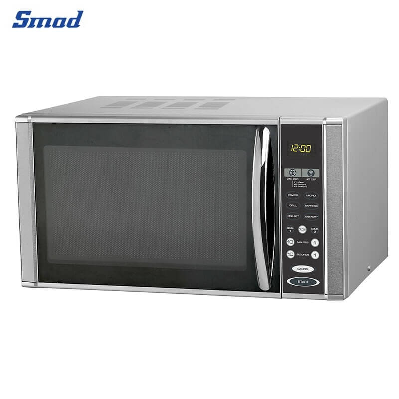 Smad Small Microwave Oven 0.7 Cu.Ft, Mini Microwave Oven with 9.6''  Removable Turntable, 6 Auto Preset Menus, Child Lock, Easy Clean Interior,  Black