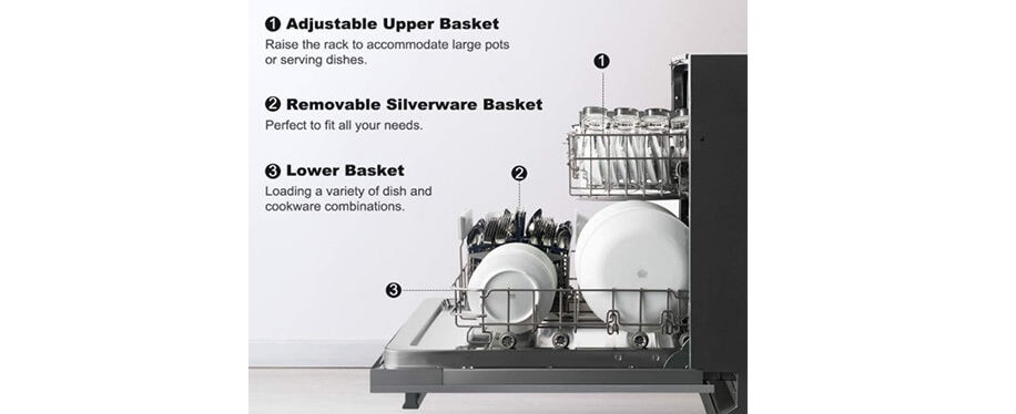 
Smad Stainless Steel Fully Integrated Dishwasher with Adjustable Upper Basket