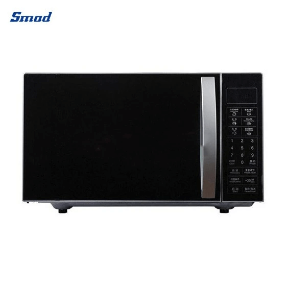 Smad Small Microwave Oven 0.7 Cu.Ft, Mini Microwave Oven with 9.6''  Removable Turntable, 6 Auto Preset Menus, Child Lock, Easy Clean Interior,  Black