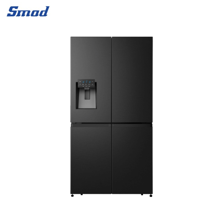 Smad 585L Black Non Plumbed 4 Door American Fridge Freezers with Premium Flat Door Design