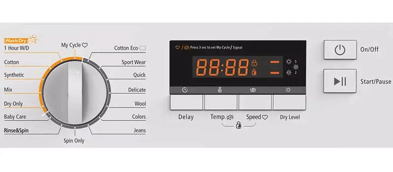 Smad Integrated Washer Dryer Machine with Large LED Display Pane