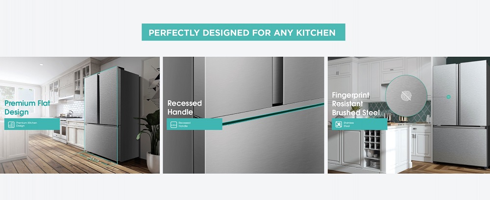 Smad 26.6 Cu. Ft. French Door Bottom Freezer Refrigerator with Premium Flat Design