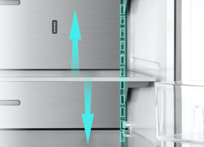 
Smad 20 Cu. Ft. Black Counter Depth 4 Door Refrigerator with Height-adjustable Shelves