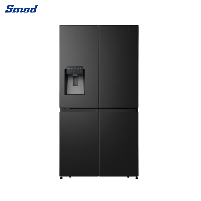 Smad 20 Cu. Ft. Black Counter Depth 4 Door Refrigerator with Premium Flat Door