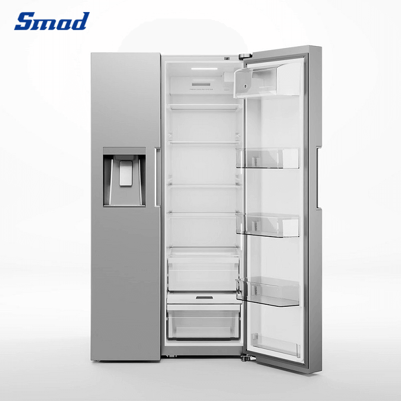 
Smad 745L Silver American Style Fridge Freezer with Dual Humidity-controlled crisper
